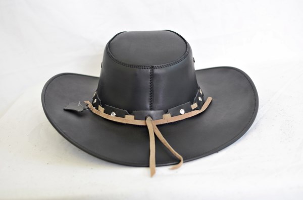 Black Leather Aussie Cowboy Hat