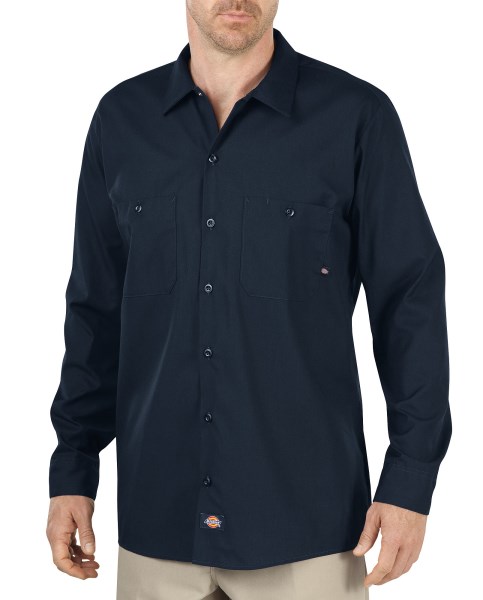 Dickies Navy Long Sleeve Industrial Work Shirt – Big & Tall - The Jeans ...