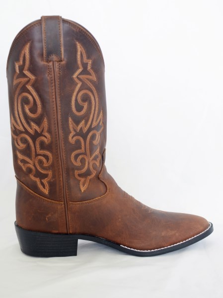 Justin Mens Brown Apache Round Toe Cowboy Boots