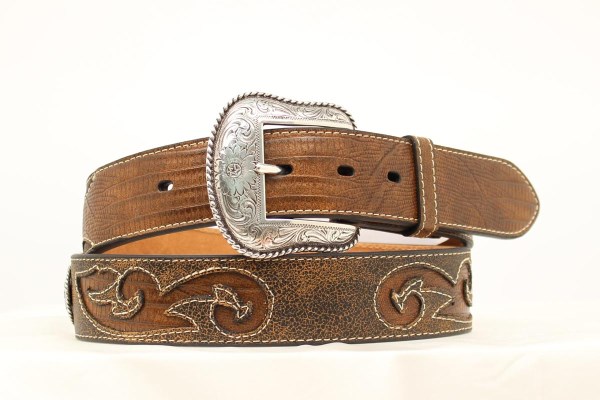 Nocona Western 1 1/2” Brown Lizard Print Belt