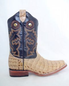 Dustin Kids Oryx/Brown Square Toe Cowboy Boots with Argentinian Crocodile Print