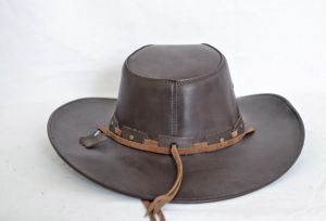 Dark Brown Leather Aussie Cowboy Hat