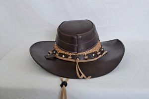 Dark Brown & Tan Leather Aussie Cowboy Hat