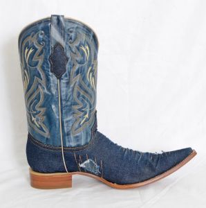 Mens Denim Pointed Toe Cowboy Boots