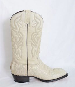 Mens Bone Round Toe Cowboy Boots