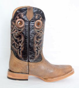 Dustin Mens Brown and Sand Square Toe Cowboy Boots