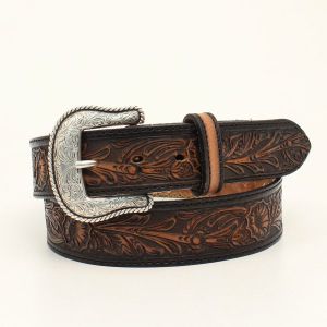 Nocona “Salinas” Western Belt with Hand Dyed Floral Embossing
