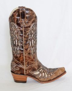 Dustin Ladies Oryx Wing and Cross Pointed Toe Cowboy Boots