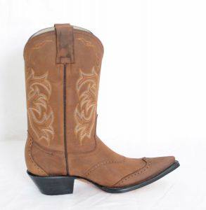 Ladies Elegant Brown/Gold Pointed Toe Cowboy Boots